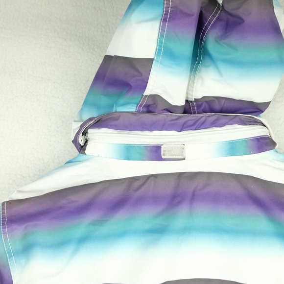 Ocean Pacific Womens Winter Jacket White Purple Striped Vintage Hooded 90s - Picture 9 of 12